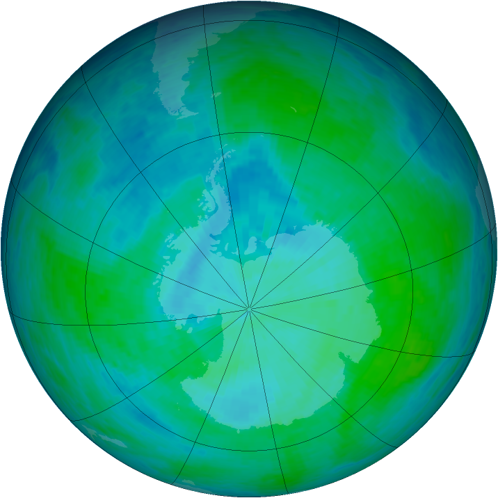 Antarctic ozone map for 01 January 1994